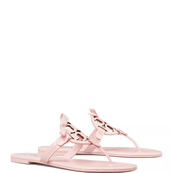 NIB Tory Burch x BonBon Women's Miller Bow Sandals Pink 9.5 M, 10 M - Picture 2 of 4